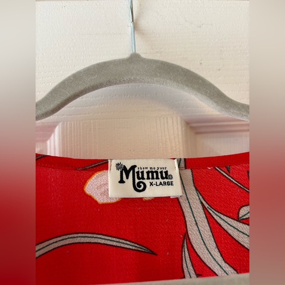 Show Me Your Mumu XL Red Floral Button Front Dress V Neck Flowy Boho Midi - Picture 2 of 4